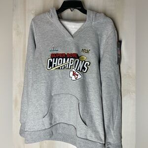 Fanatics NFL Kansas City Chiefs Super‎ Bowl hoodie gray long sleeve, large NWT